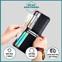 Ví sen 9/Ví ngang mini may thủ công da bò epsom nhập khẩu, bóp da dáng ngang nhỏ gọn tiện dụng NP38