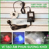 Vỉ tạo ẩm phun sương khói 5 mắt có đèn LED kèm nguồn điện