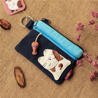 Ví tiền xu mèo dễ thương, hộp đựng chìa khóa, Hộp đựng chìa khóa, Hộp đựng tay nhỏ khóa kéo đôi hai lưới, ví tiền xu, vải nghệ thuật nữ, miễn phí vận chuyển