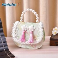 Ví trẻ em METUBE, Ví đựng tiền xu có tay cầm thêu, Túi xách thông thường tua rua dễ thương