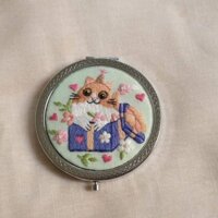 ví và gương thêu tay mẫu mèo độc đáo