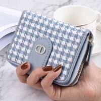Ví vải canvas nữ KAITIFEI nhiều ngăn bỏ họa tiết răng cưa phối dây kéo