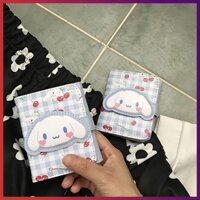 [ví ví bóp mini] Ví Ngắn Kẻ Sọc Caro In Hình Chú Cún Cherry Dễ Thương Phong Cách Hàn Quốc Thời Trang Mùa Hè Cho Học Sinh