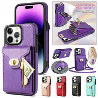 Ví ZIP Bao Da Dây Đeo Cho iPhone 16 Plus 15 14 13 12 11 Pro Max