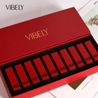 ✨Vibely Red Lip Glossy Son Môi Matte Matte Lâu Dài Chống Thấm Nước Trung Quốc Son Môi Đỏ Mười Màu Hộp Quà Tặng Bộ 25.3.23