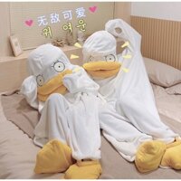 Vibrato với bộ đồ ngủ vịt giống Elizabeth mùa thu và mùa đông nam và nữ ngộ nghĩnh đáng yêu với áo choàng ngủ