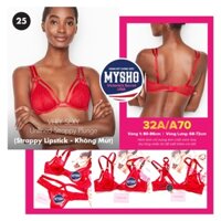 (Vic Mỹ) 32A/A70 - Áo bralette đỏ very sexy (25) không đệm, phối ren, khoen cá tính, Strappy Lipstick- Victoria's Secret