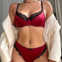 VICTORIA Đồ lót Pháp xuyên biên giới Victoria's Secret, sexy, mỏng, viền ren satin, ngực lớn