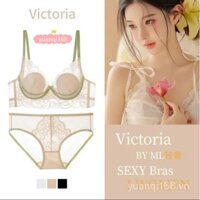 Victoria 's Secret phong cách trong suốt gợi cảm thuần khiết khao khát tai thỏ cốc ren áo ngực ngực lớn trưng bày bộ đồ lót chống chảy xệ nhỏ Y370
