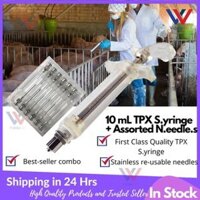 Viddavet - Ống tiêm hạng nặng 10ml + 12 kim không gỉ các loại cho động vật / chăn nuôi