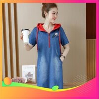 [VIDEO + ẢNH] ĐẦM JEAN OVERSIZE THÊU HOA PHỐI NÓN ĐỎ THỜI TRANG - TP1297 -