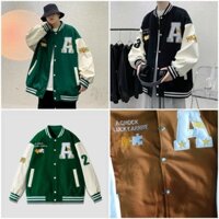 VIDEO ẢNH THẬT Áo Bomber Có Túi Trong  Unisex Nam Nữ - Khoác CardiganThêu Chữ A - Vải Nỉ Ngoại Cao Cấp - THIÊN HÀ SHOP - L - VÀNG