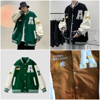 VIDEO ẢNH THẬT Áo Bomber Có Túi Trong  Unisex Nam Nữ - Khoác CardiganThêu Chữ A - Vải Nỉ Ngoại Cao Cấp - THIÊN HÀ SHOP - L - ĐEN
