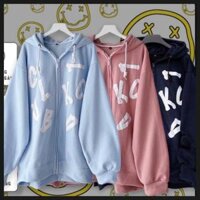 Video ảnh thật Áo hoodie CLUB KOL form rộng unisex nam nữ,nón to trùm đầu có kéo zip,mẫu áo khoác nỉ bông ulzzang - Xanh - L