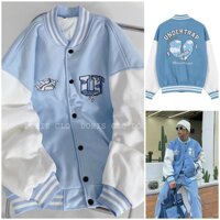 VIDEO ẢNH THẬT  Áo Khoác Cardigan Bomber Nỉ Chữ UNDERTRAP Hình Thiên Thần Xanh Siêu Xinh  - Form Rộng Unisex - size M - Xanh ngọc