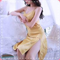 (VIDEO & ẢNH THẬT PHÍA SAU) Váy ngủ lụa 2 dây xẻ tà Đầm ngủ maxi quyến rũ, sexy cho nữ - MSP: TH052