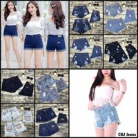 [Video + ảnh thật] Quần short jean nữ C&J Jeans Thái Lan SJT009 - SJT014  | Shopee Việt Nam