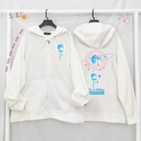 VIDEO Áo khoác Nữ Chống Nắng Hình Blue Moon - Hoodie Nữ Có Khóa Kéo Zip Form Unsiex HÀn Quốc Đẹp - M - Trắng