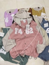 Video Áo Khoác Nữ Có Nón Mũ Chất Nhung Kaki Unisex Hản Quốc Thêu F462 Nút Bấm - Kiểu Bomber Teen Học Sinh - Free size - hồng