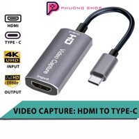 Video Capture Card HDMI sang Type C - Livestreams game, dạy học, bán hàng: hỗ trợ video 4K đầu vào, 1080P đầu ra