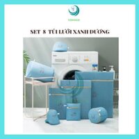 VIDEO-Combo 6-7-8 túi giặt 3 lớp bảo vệ quần áo, đồ lót dùng cho máy giặt-CHỌN SIZE-CHỌN MÀU- Set nhiều túi lưới giặt đồ cho máy giặt bảo vệ quần áo chống biến dạng chất lượng tốt dây kéo lưới mịn Polyester - SET 8 TÚI XANH DƯƠNG