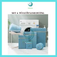 VIDEO-Combo 6-7-8 túi giặt 3 lớp bảo vệ quần áo, đồ lót dùng cho máy giặt-CHỌN SIZE-CHỌN MÀU- Set nhiều túi lưới giặt đồ cho máy giặt bảo vệ quần áo chống biến dạng chất lượng tốt dây kéo lưới mịn Polyester - SET 6 TÚI XANH DƯƠNG