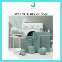 VIDEO-Combo 6-7-8 túi giặt 3 lớp bảo vệ quần áo, đồ lót dùng cho máy giặt-CHỌN SIZE-CHỌN MÀU- Set nhiều túi lưới giặt đồ cho máy giặt bảo vệ quần áo chống biến dạng chất lượng tốt dây kéo lưới mịn Polyester - SET 8 TÚI XANH NGỌC