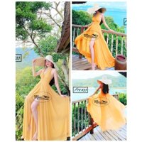 VIDEO HÌNH THẬT ĐẦM VÁY MAXI ĐI BIỂN VÀNG DÂY CHÉO HỞ LƯNG XẺ TÀ ĐI BIỂN CHỤP ẢNH SIÊU SỐNG ẢO MAXI YẾN F19.433