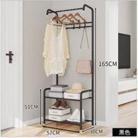 [Video lắp đặt]Kệ quần áo 2 tầng chữ L có móc treo túi xách, mũ, tủ quần áo