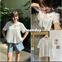 [VIDEO/ SẴN] ÁO SƠ MI BABYDOLL CỔ SEN ĐÍNH NƠ DỄ MIX ĐỒ SIÊU XINH A31