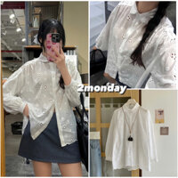 [VIDEO/ SẴN] ÁO SƠ MI CỔ SEN DÀI TAY PHỐI REN THÊU HOA PHONG CÁCH HÀN QUỐC SM5