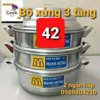 (Video Sp)Bộ xửng hấp nhôm Mạnh Hùng 3 tầng size 42(CHÍNH HÃNG),bộ xửng hấp bánh 3 tầng ,xửng hấp bánh bao,rau,hải sản