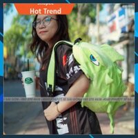 Video Test - Balo khủng long vải nhung mịn màu xanh dạ quang siêu cute đựng mũ bảo hiểm fullface đi phượt