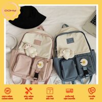 [VIDEO THẬT] BALO THỜI TRANG TRẺ TRUNG - BALO CHỐNG NƯỚC TẶNG KÈM MÓC GẤU BÔNG VÀ HOA CÚC NHƯ HÌNH