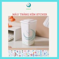 VIDEO-Thùng rác mini để bàn, trên xe ô tô kèm sticker dán 16x10x6,5cm- CHỌN MÀU- Hộp đựng bút, cọ trang điểm đa năng hình xe rác mini - Trắng