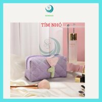 VIDEO- Túi đựng mỹ phẩm, đồ trang điểm chất liệu nhung cao cấp, phong cách Hàn Quốc-CHỌN MẪU- Túi đựng đồ cá nhân du lịch travel -MẪU MỚI - nhỏ tím