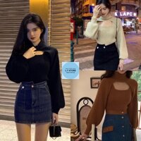 [Video/Ảnh thật] Set Áo Thun Tăm Cổ Lọ Khoét Ngực Nữ [FREESHIP] 🌸 Áo kiểu kèm ba lỗ bánh bèo tiểu thư Ulzzang 🌸