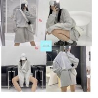 [VIDEO/Ảnh thật] Sét bộ nỉ trơn tay bồng kèm quần đùi,Sét bộ Nam/Nữ from rộng unisex