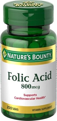 Viên bổ sung Axit Folic cho mẹ bầu Nature’s Bounty Folic Acid 800 mcg 250v Mỹ Date 09/2023