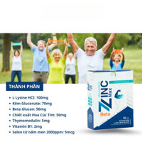 Viên Bổ Sung Kẽm Gluconate Beta ZinC Max, Giúp Tăng Cường Sức Đề Kháng, Giảm Biếng Ăn, Lọ 30 Viên