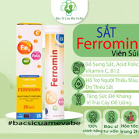 Viên bổ sung sắt Ferromin dạng sủi vị ngọt an toàn giúp bổ máu và tăng sức đề kháng cho cơ thể, dùng cho mọi lứa tuổi