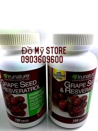 VIÊN CHỐNG OXY HÓA CHIẾT XUẤT TỪ NHO,TRUNATURE® GRAPE SEED & RESVERATROL 150 VIÊN