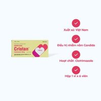 Viên đặt âm đạo Cristan 100mg trị bệnh lý liên quan tới nhiễm nấm candida âm đạo (1 vỉ x 6 viên)