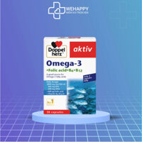 Viên dầu cá Doppelherz Omega 3 + Folic Acid + Vitamin B6, B12 hỗ trợ mắt, tim mạch, não bộ (30 viên)