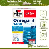 Viên dầu cá Doppelherz Omega 3 1400mg + Folic acid + B6 + B12 hỗ trợ tăng cường thị lực, tim mạch và não bộ Đức 30 viên