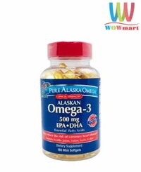 Viên dầu cá hồi Alaska Pure Alaska Omega-3 500mg EPA+DHA 180 viên