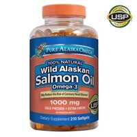 Viên dầu cá hồi Pure Alaska Omega-3 Wild Salmon Oil 1000mg, 210 viên