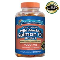 Viên dầu cá hồi Pure Alaska Omega-3 Wild Salmon Oil 1000mg- 210 viên của Mỹ