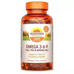 Viên dầu cá Omega 3-6-9 Sundown Naturals 200 viên của Mỹ