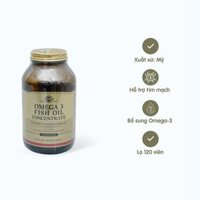 Viên dầu cá Solgar Omega-3 Fish Oil hỗ trợ giảm mỡ máu, tốt cho mắt và não bộ (Chai 120 Viên)